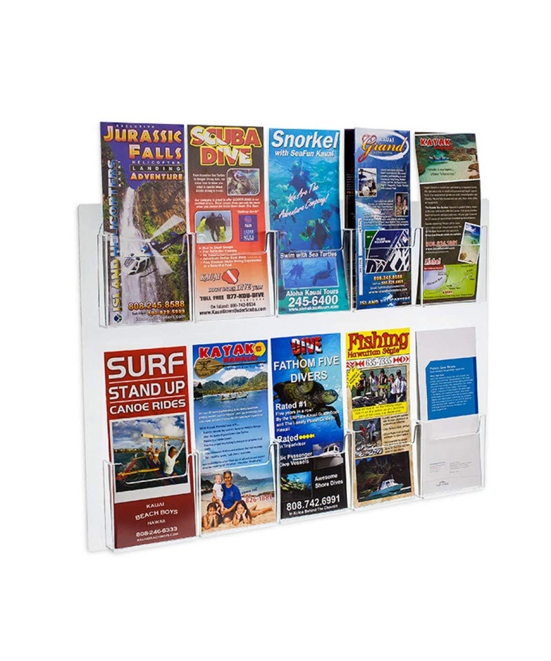 SourceOne SOURCE ONE Deluxe Clear Acrylic 10-Pocket Wall Mount Trifold - Image 1